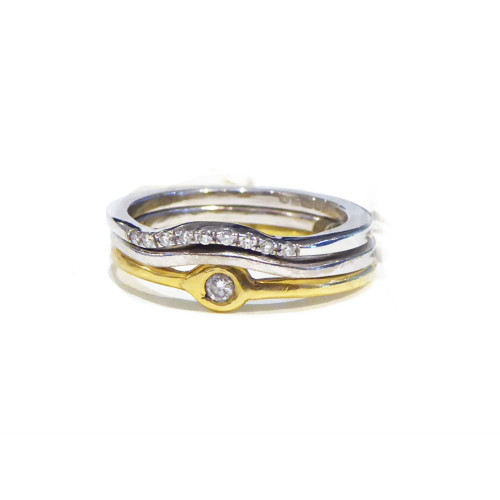 Stacking rings - engagement, wedding , anniversary 18K gold, diamonds