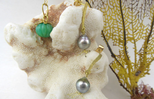 From the Frivoles Collection, 18ct Gold, Tahitian Pearls, Diamonds, Chrysoprase